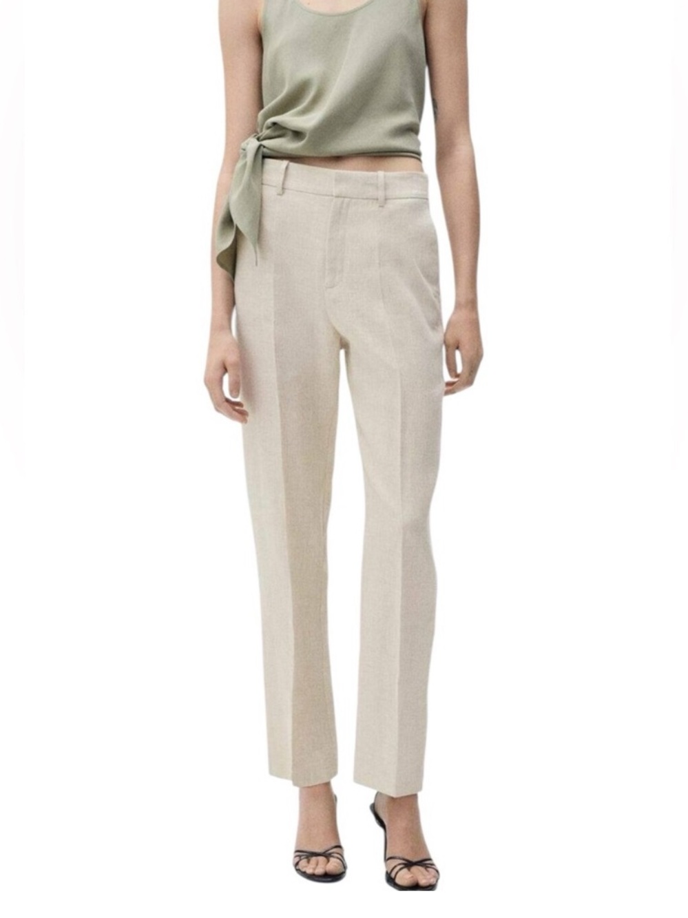 Mango Boreli Ivory All Natural Linen Pants(NWT)
